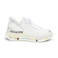 Men's White Mesh Sneakers — Lightweight Athletic Shoes with 'There Is No Stopping' Accent