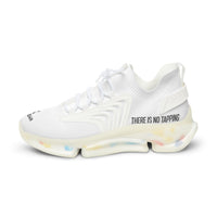 Men's White Mesh Sneakers — Lightweight Athletic Shoes with 'There Is No Stopping' Accent