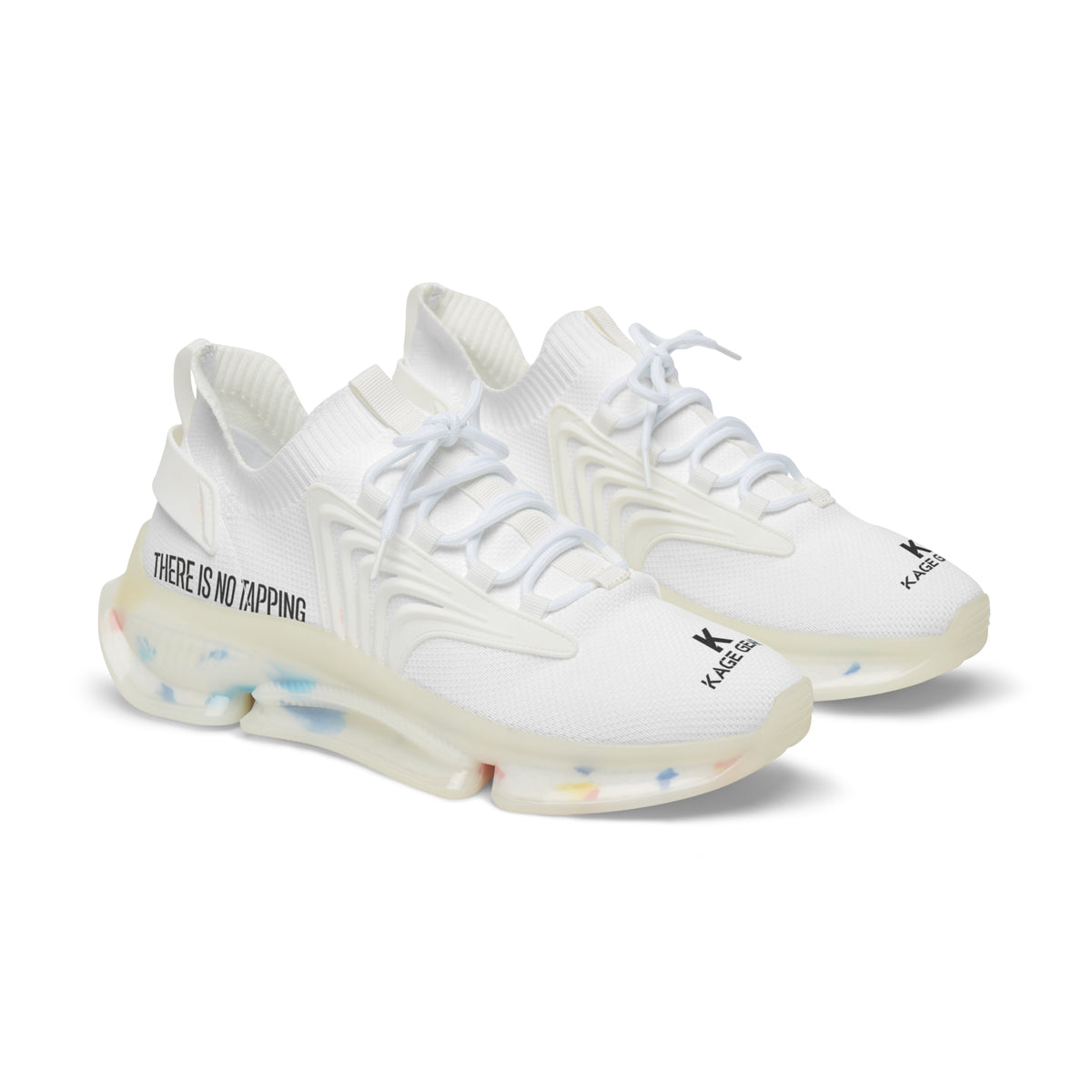 Men's White Mesh Sneakers — Lightweight Athletic Shoes with 'There Is No Stopping' Accent