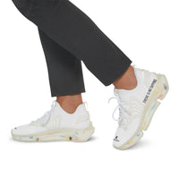 Men's White Mesh Sneakers — Lightweight Athletic Shoes with 'There Is No Stopping' Accent