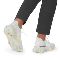 Men's White Mesh Sneakers — Lightweight Athletic Shoes with 'There Is No Stopping' Accent